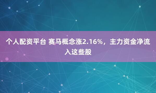 个人配资平台 赛马概念涨2.16%，主力资金净流入这些股
